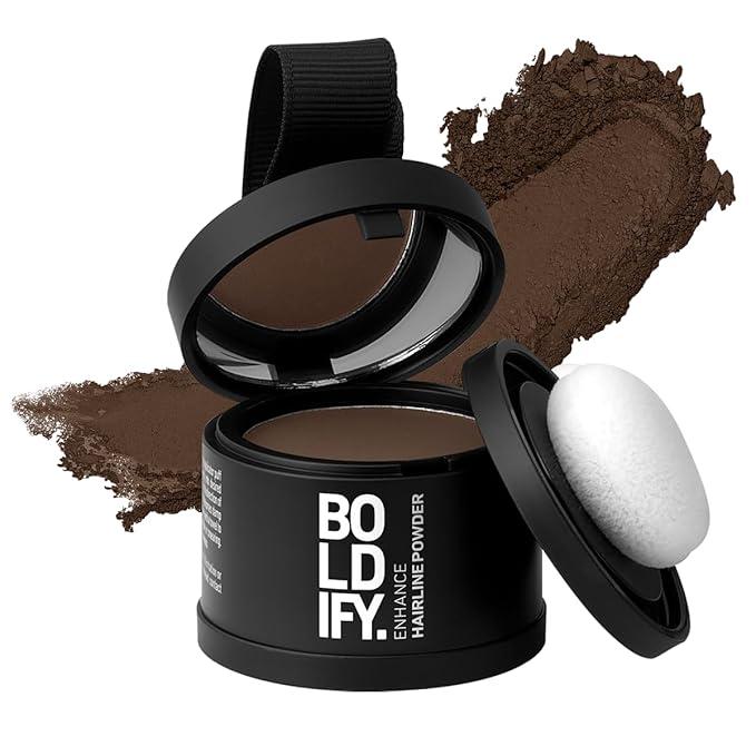 BOLDIFY Hairline Powder - Instantly Conceals Hair Loss and Thinning, Touch-Up Hair Fibers and Toppers for Women & Men, Stain-Proof 48-Hour Root Cover Up Formula (Medium Brown)