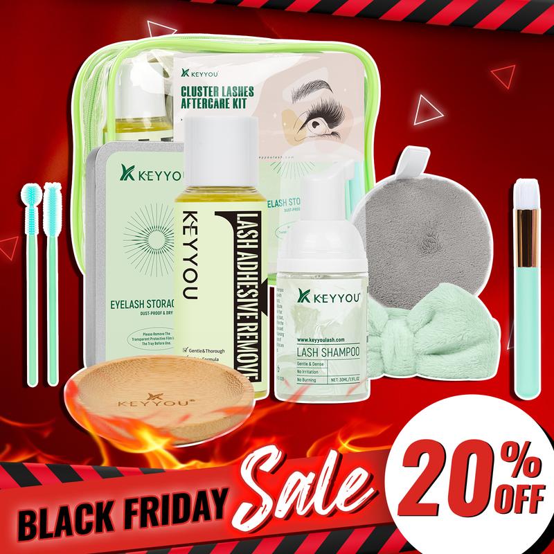 BlackFriday KEYYOU Cluster Lashes Aftercare Kit 8 in 1 Lash Cleaning Kit Makeup Remover Easy To Use At Home Tools For Beginner Cosmetic