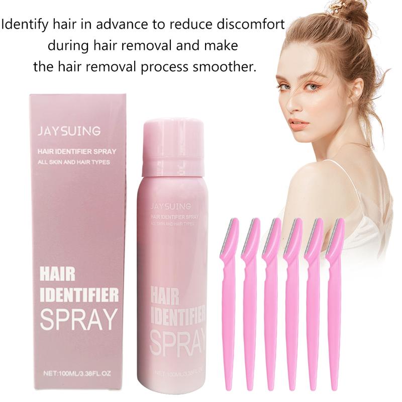 JAYSUING 1 Count Hair Removal Spray with 4 Counts Trimmer, Facial Hair Removal Product for Women, Suitable for Women and Girls, Hair ldentifier Spray