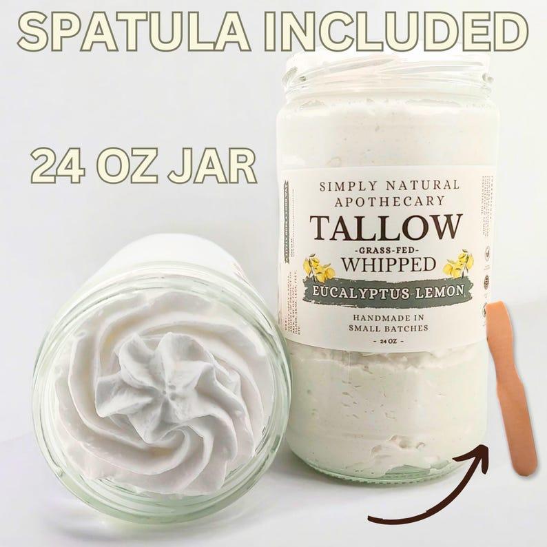 Tallow Face Cream, Natural Whipped Grass-Fed Beef Tallow Skin Moisturizer Balm, Organic Hand Cream, Eucalyptus Lemon Fragrance-Free 24 oz