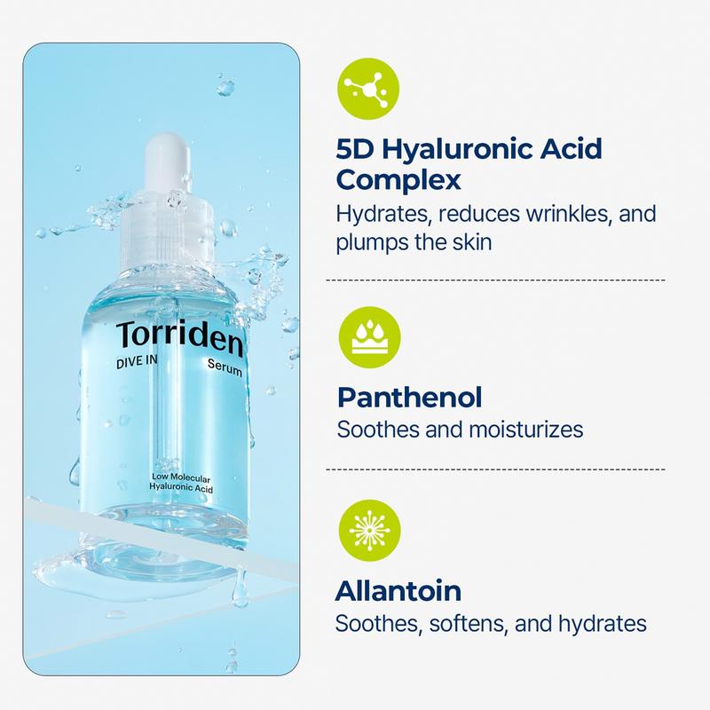 [Torriden Official Shop] DIVE-IN Low-Molecular Hyaluronic Acid Serum 50ml | Vegan, Cruelty-Free, Fragrance-free Hydrating Serum for Dry, Dehydrated, Oily Skin