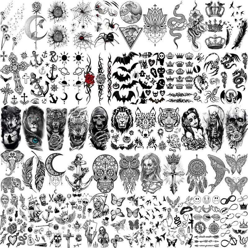 Realistic Fake Tattoos Sticker, 63pcs Long Lasting Body Art Temporary Tattoo Sticker, Fake Tattoo Paste, Body Art Tattoo Sticker, Fake Tattoos for Men Women, Christmas Gift