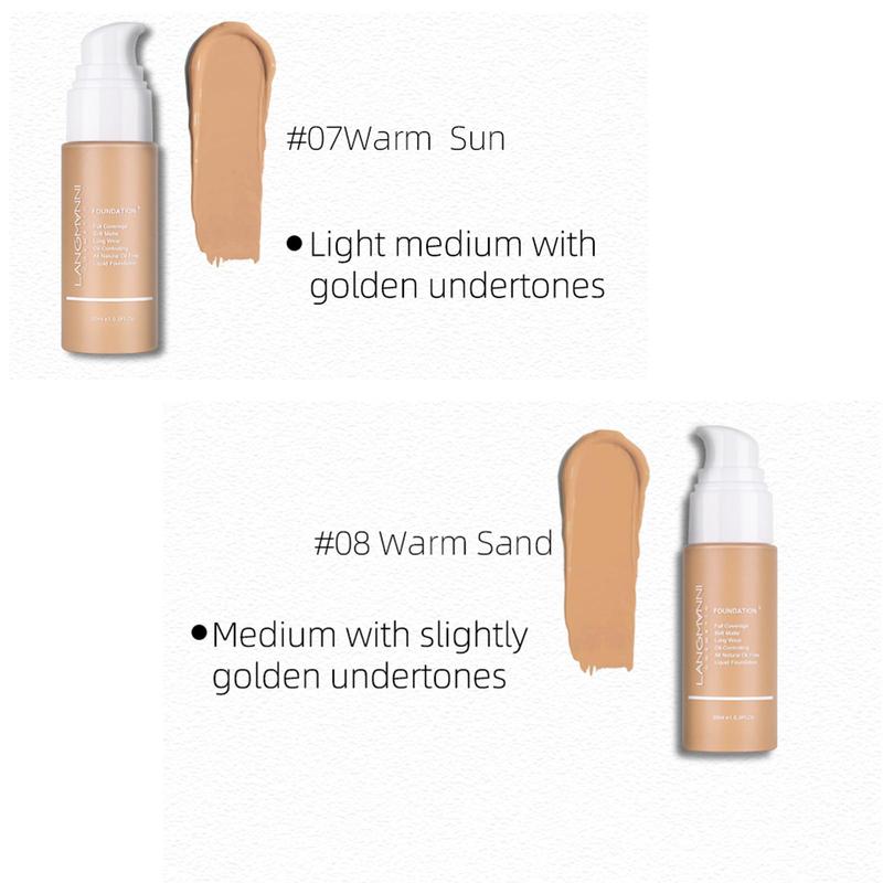 LANGMANNI Waterproof Matte Liquid Foundation, 1 Count Oil Control Concealer Foundation Cream, Moisturizing Full Coverage Flawless Makeup Cream for Women