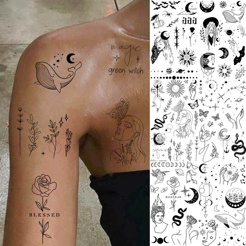 Mixed Style Abstract Pattern Temporary Tattoo Sticker, 15pcs set Waterproof Fake Tattoo Sticker, Body Art Decoration for Women & Men