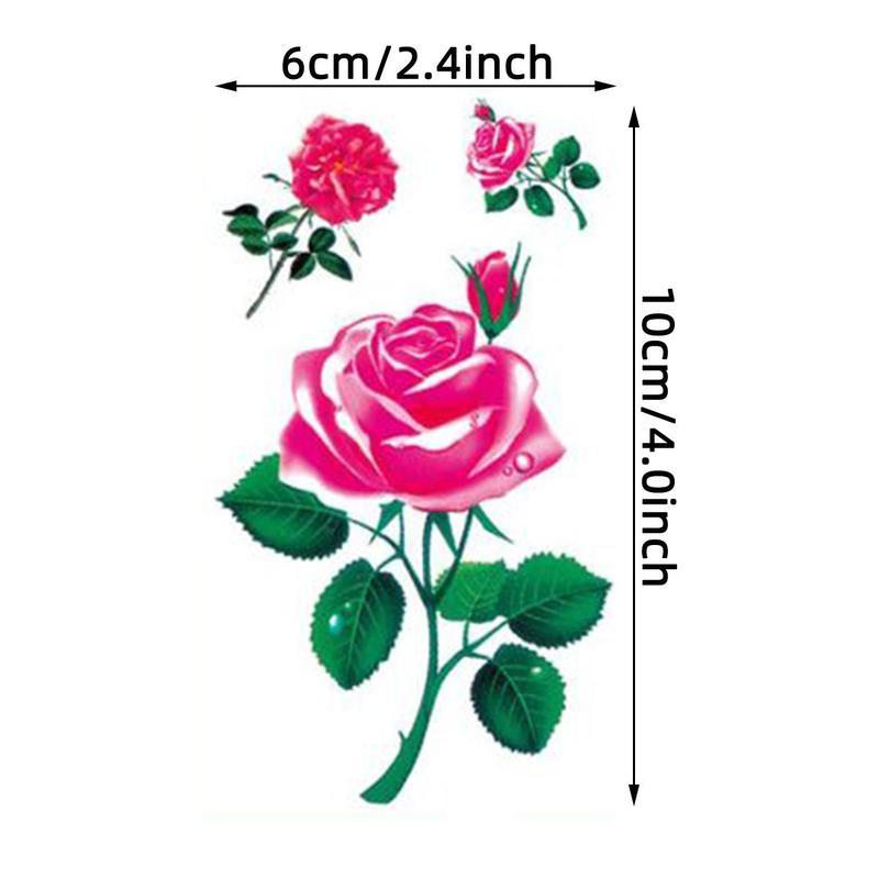 Rose Flower Butterfly Pattern Temporary Tattoo Sticker, 30pcs set Colorful Long Lasting Fake Tattoo Sticker, Body Art Sticker for Women & Girls