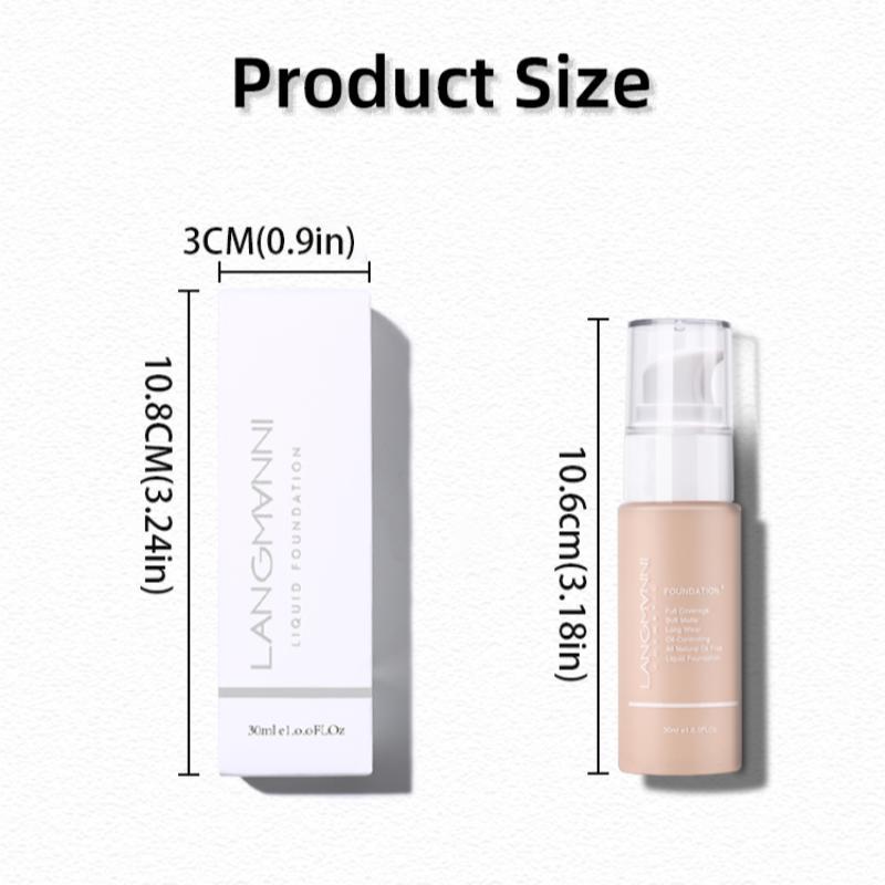 LANGMANNI Waterproof Matte Liquid Foundation, 1 Count Oil Control Concealer Foundation Cream, Moisturizing Full Coverage Flawless Makeup Cream for Women