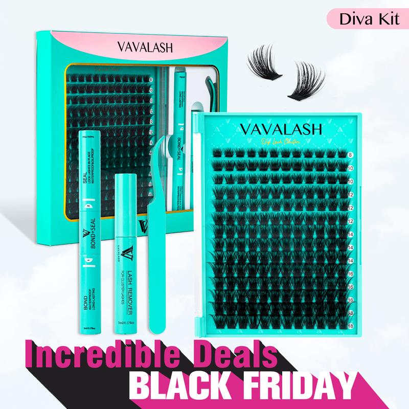 VAVALASH Cream Lash Remover, Gentle False Eyelashes Lash Adhesive Remover 15g Cleanser, Diva Fuffly Magic Individual Cluster Lash Kit, Wide Lash Band, Beginner Friendly, Waterproof Lash bond For Girls Beauty Makeup At Home Eyelashes Cosmetic