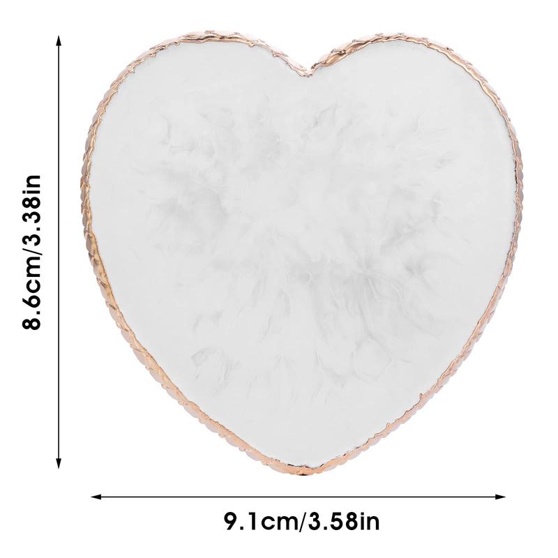 Resin Nail Art Palette Nail Mixing Palette Polish Color Mixing Plate Golden Edge Nail Holder Display Board Heart Shape Cosmetic Mixing Tools ， Summer Gifts