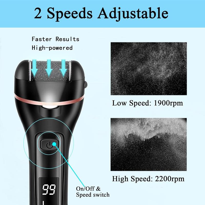 Electric Foot Callus Remover, Rechargeable Portable Electronic Foot File Pedicure Set, Waterproof Foot Scrub File, Professional Pedicure Tools, Ideal Gift for Summer Foot Dead Skin Care