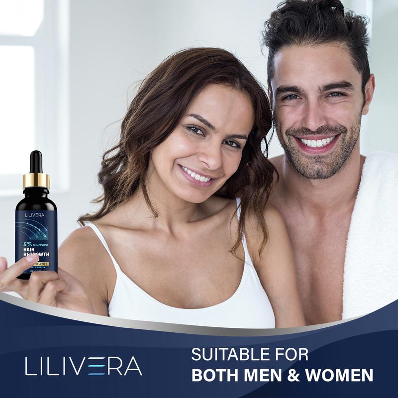 Lilivera 5% Minoxidil for Men and Women kit, Hair Growth Serum with tool- with Biotin - Topical Serum for Scalp Hair Loss Thinning or Longer Hair Care