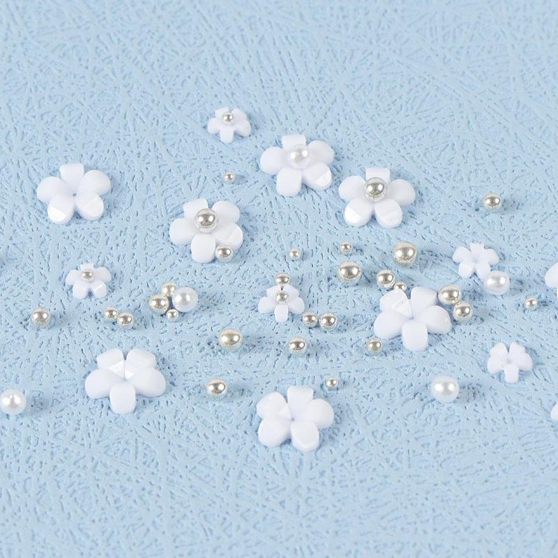 Mini Floral & Artificial Pearl Design Nail Art Decoration, Resin Decoration For DIY Nail Art Pendant Craft, DIY Materials For Nail Art Decoration