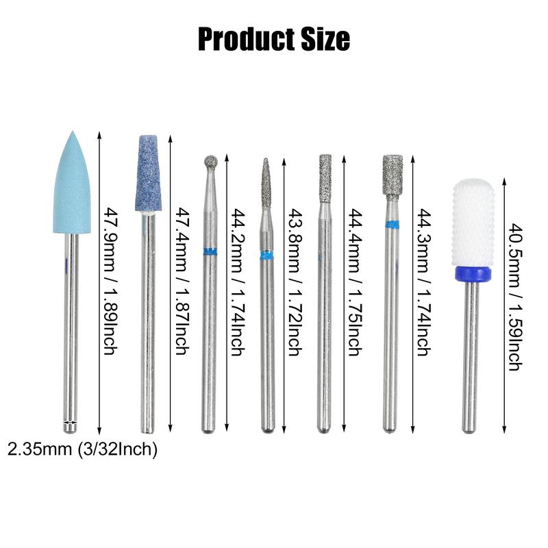 VOCOSTE 7 Pcs Emery Nail Drill Bits Set, 3 32