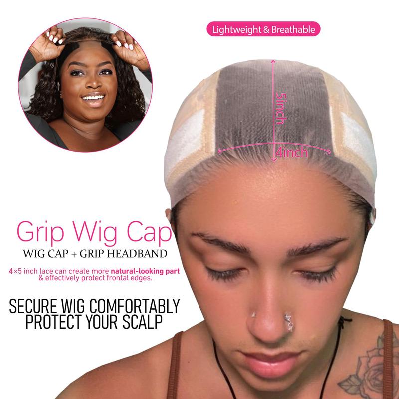 Adjustable Wig Grip Caps for Keeping Wigs in Place 4x5 Hd Transparent Lace Grip Band Make Your Wigs Glue Free Non Slip Caps for Black Women Daily Use