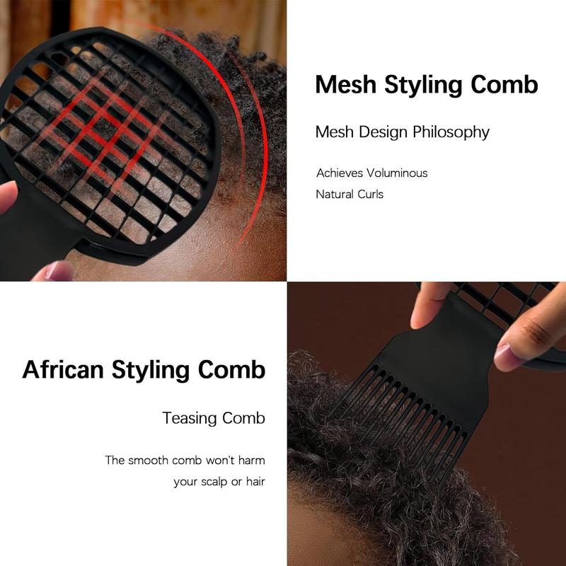 Hair Braid Styling Tool Set, 1 Count Hair Styling Net Comb & 1 Count Rubber Hair Brush, Professional Hair Styling Tool for Men