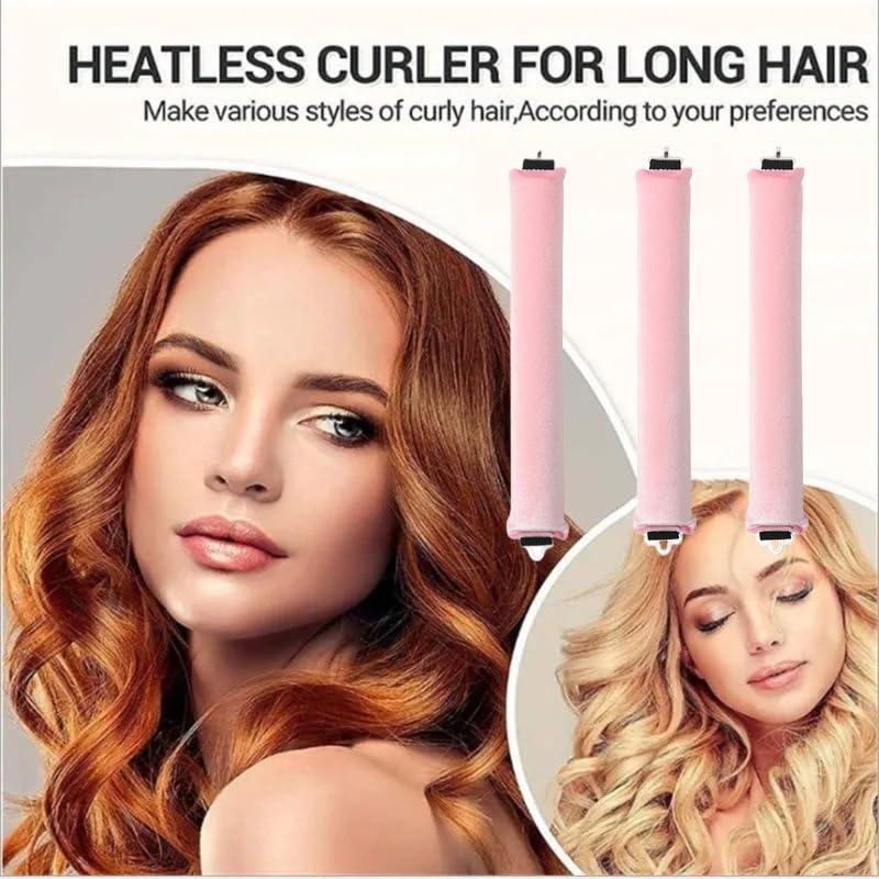 Overnight Blowout 3 Rods Heatless Hair Curler to Sleep in Satin Heatless Curls No Heat Hair Rollers for Short Hair Blowout Look Long Hair Styling Tools Christmas Gift(Pink) Heatless Hair