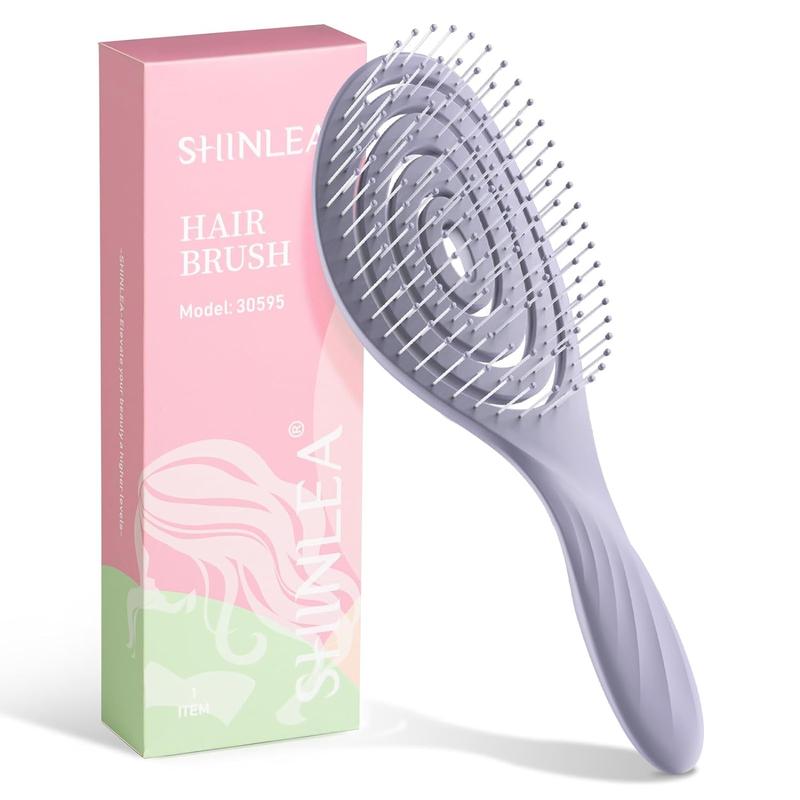 Detangle Hair Brush | Detangling Wet & Dry Spiral Hairbrush for Women, Men, Kids | Vented Detangler for Blow Drying | Glide Through Tangles For All Hair Types | Gifts (Purple) Haircare Heatless detangler spray