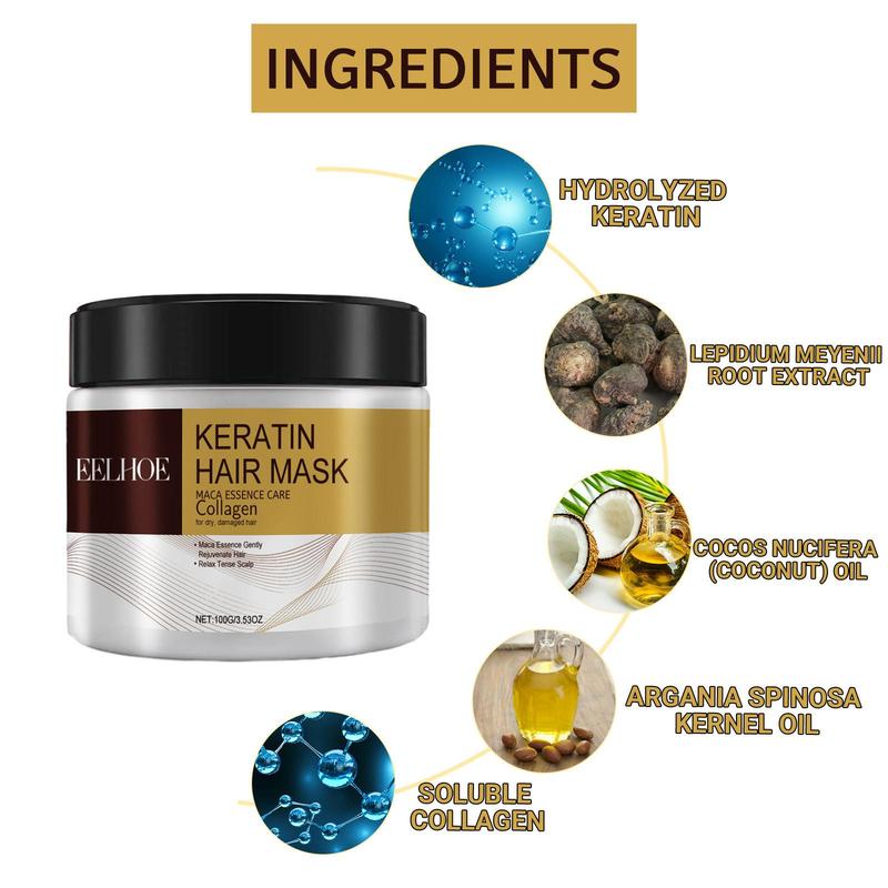 Keratin Hair Mask, 2 Counts set Deep Moisturizing & Nourishing Hair Mask, Hair Care & Styling Product for Dry & Damaged Hair