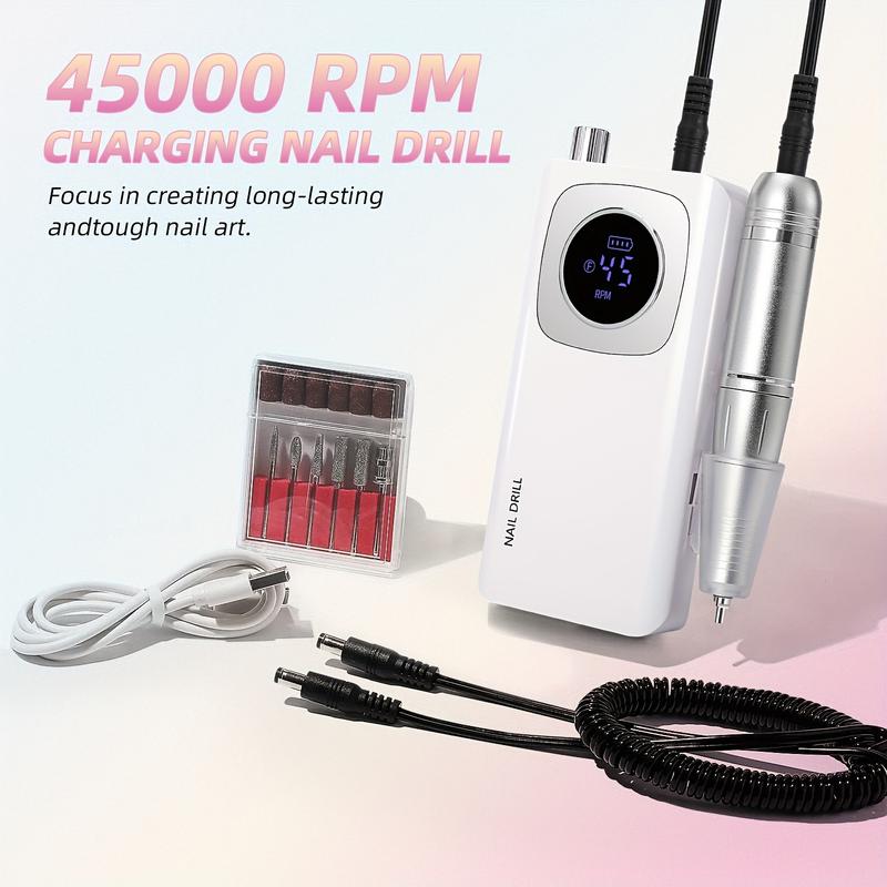 45000RPM Rechargeable Electric Nail Drill Machine With USB Connector Nail Polish Remover Drill Set Manicure Sander Low Noise