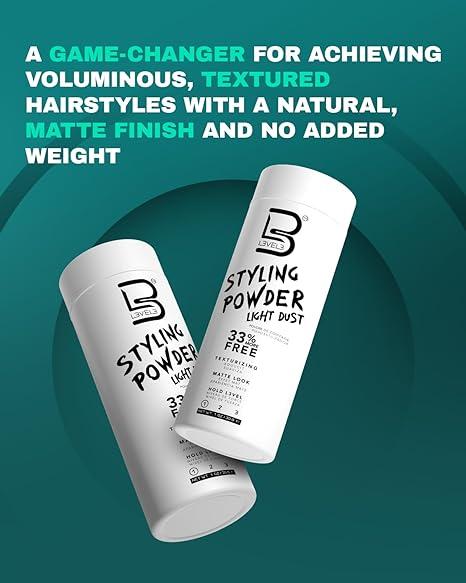 L3 Level 3 Light Hold Styling Powder - Natural Matte Hairstyle - Texturizing and Volumizing Haircare Finish