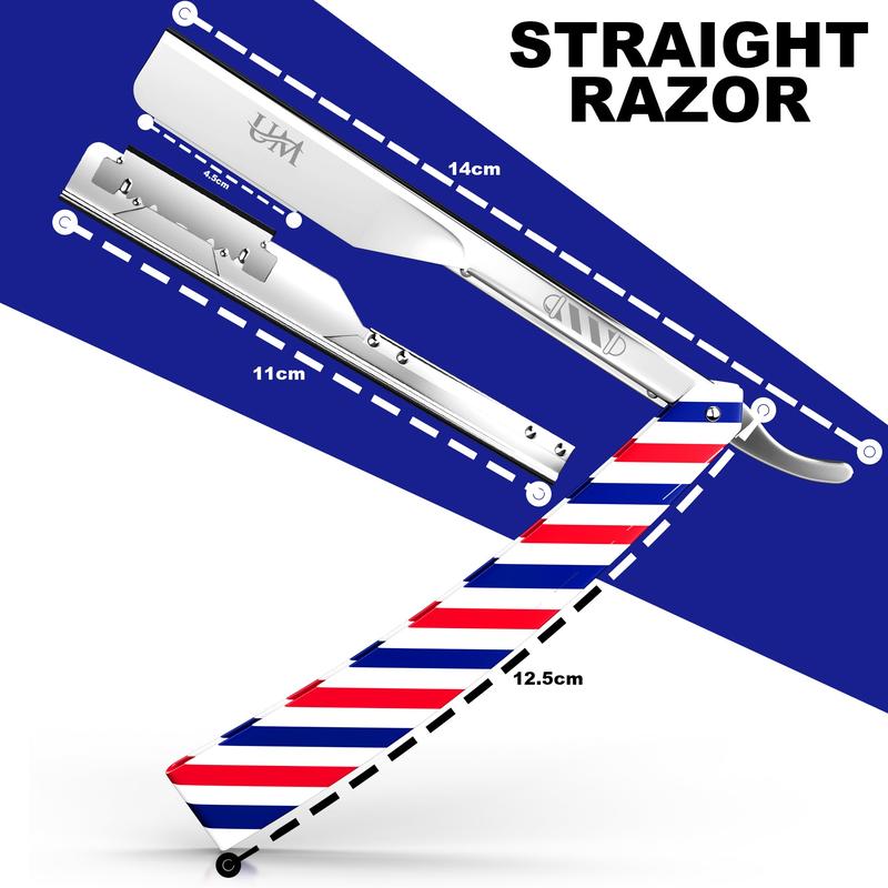 Straight Edge Razor with 10 double Edge Blades