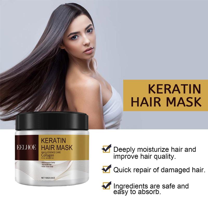 Keratin Hair Mask, 2 Counts set Deep Moisturizing & Nourishing Hair Mask, Hair Care & Styling Product for Dry & Damaged Hair