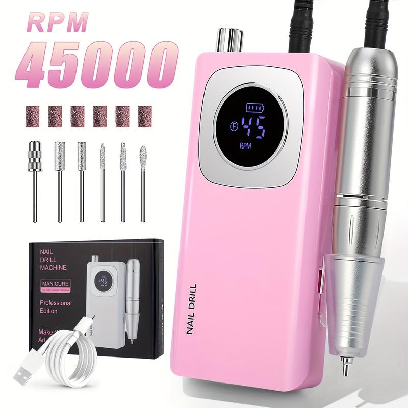 45000RPM Rechargeable Electric Nail Drill Machine With USB Connector Nail Polish Remover Drill Set Manicure Sander Low Noise