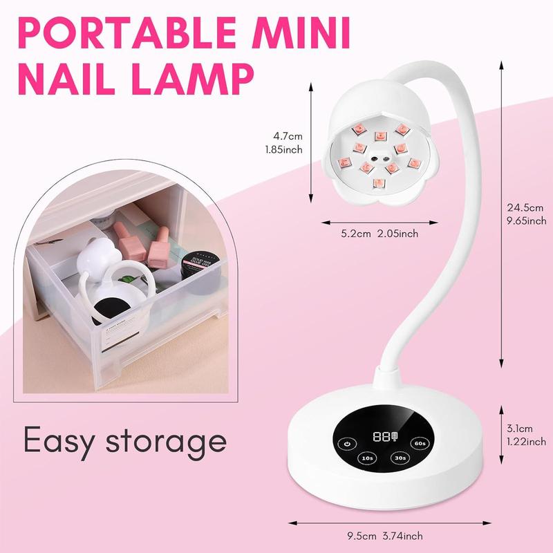 Nail Care UV Nail Lamp, Mini UV Light for Gel Nails Polish, Rechargeable LED Nail Light, Fast Curing Goosenecks UV Lamp for Home Nail DIY Manicure