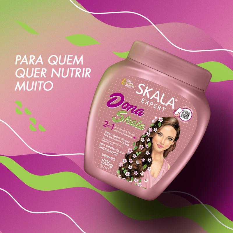 SKALA Dona Skala Hair - Helps to make your Hair Stronger and Glossier. - 2 in 1 Conditioning Treatment Cream, Net 35.27 Oz (Pack of 1) VEGAN.