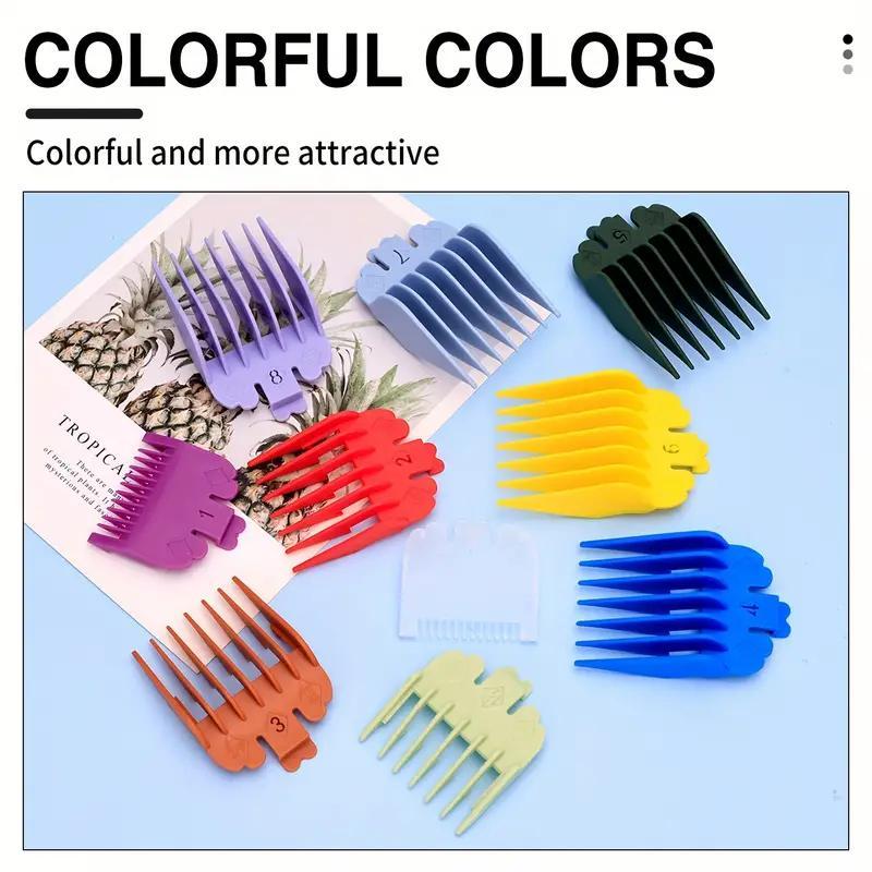 Hair Clipper Guide Comb, 10pcs Colorful Multifunctional Electric Clipper Limit Comb, Professional Heatless Styling Tools