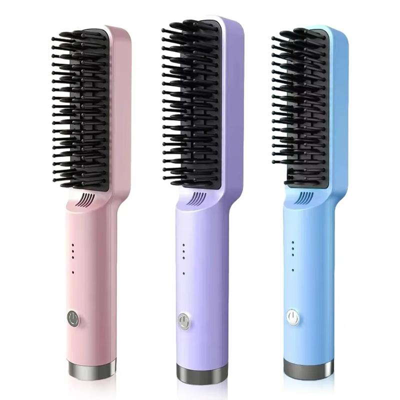 Portable Cordless Mini Hair Straightening Comb, Women Straightening Brush with Negative Ion USB Rechargeable, Hot Comb Hair Straightener for Travel,Household for All Hair Types straight ning Comfort