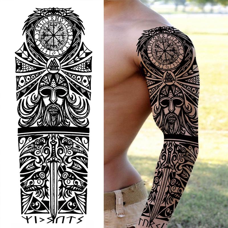 Gladiator Warrior Pattern Temporary Tattoo Stickers, 1 Sheet Waterproof Long Lasting Realistic Full Arm Tattoo Sticker, Body Art Decoration for Men & Women