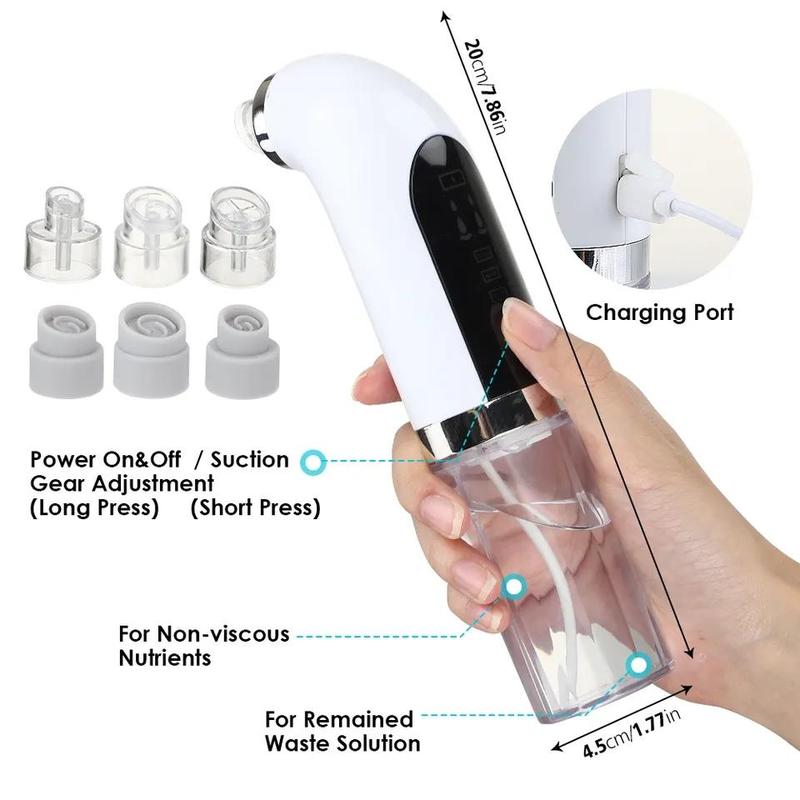 Facial Pore Vacuum Cleaner, 1 Count Comfort Facial Pore Vacuum Cleaner Handle with 6 Multi-function Replacement Heads, Hydrating Face Beauty Machine, Facial Cleansing Skincare Products