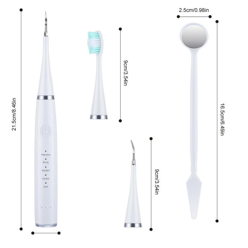 2 in 1 Electric Teeth Cleaner Kit, 1 Set Waterproof Electric Teeth Cleaner with Teeth Brush Heads & Oral Mirror, Rechargeable Toothbrush for Home & Travel, Christmas Gift