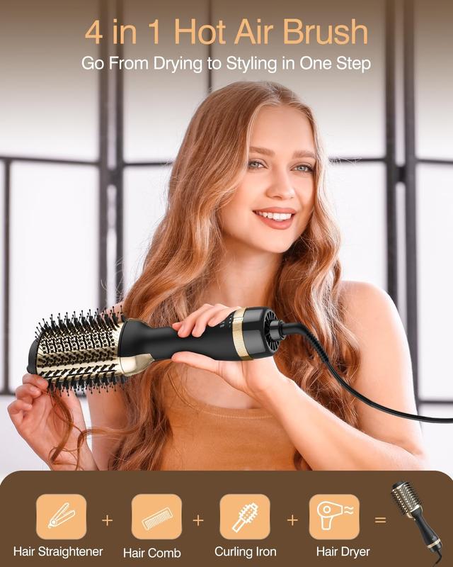 Blush Blowout Brush - Professional Hair Volumizer Brush with Nylon and Boar Bristles - Hair Dryer and Brush Combo - Shine Enhancing Brush - Perfect Hair Styling Tool - [Blush] Comfort