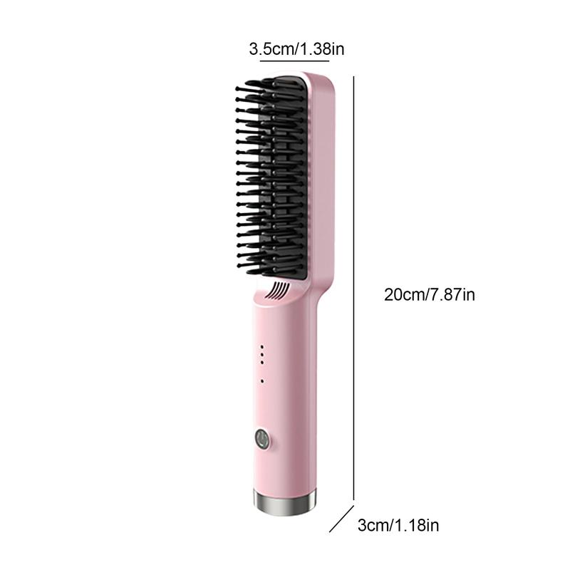 Portable Cordless Mini Hair Straightening Comb, Women Straightening Brush with Negative Ion USB Rechargeable, Hot Comb Hair Straightener for Travel,Household for All Hair Types straight ning Comfort