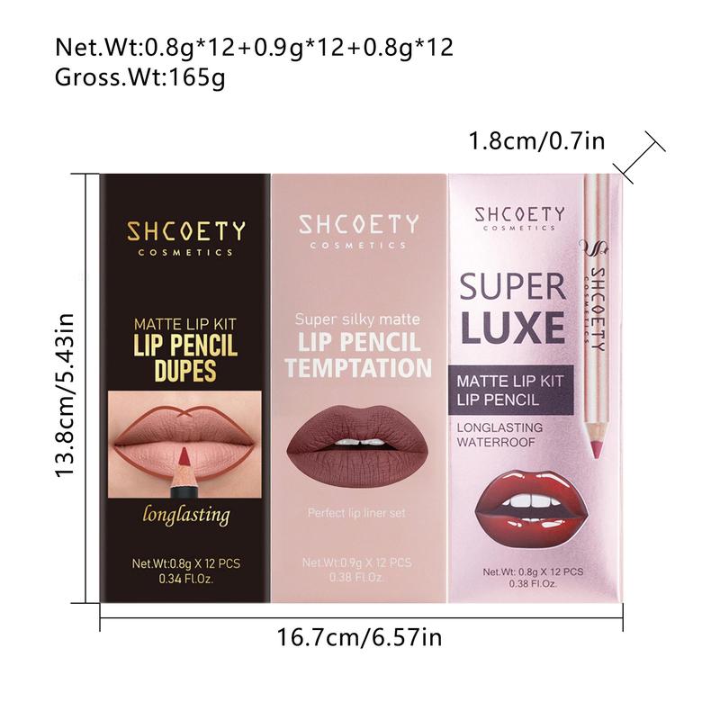 Summer Matte Lip Liner Set, Waterproof Long Lasting Lip Liner Pencil, Easy Coloring Daily Lip Liner Combo , Makeup Products, Professional Lip Cosmetics Products for Women, Girlfriend Gifts, Skincare Products,  Lip Liner