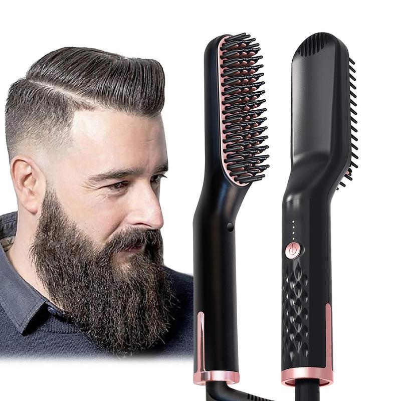 3 in 1 Hair Straightening Brush, 1 Count Anti-scald Heat Resistant Electric Beard Straightener Brush, Heated Hair Styling Machine, Hair Straightener