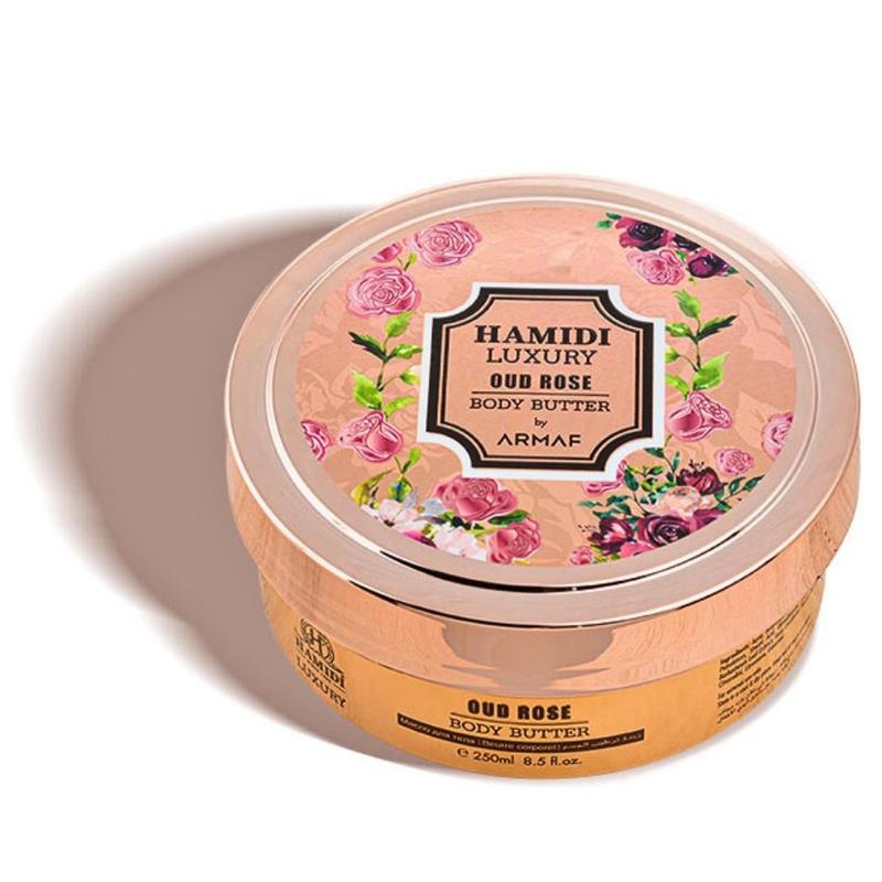 LUXURY OUD ROSE BODY BUTTER 250ML (8.4 OZ) By Hamidi | Ultra Moisturizing & Skin-Nourishing | For Men & Women.