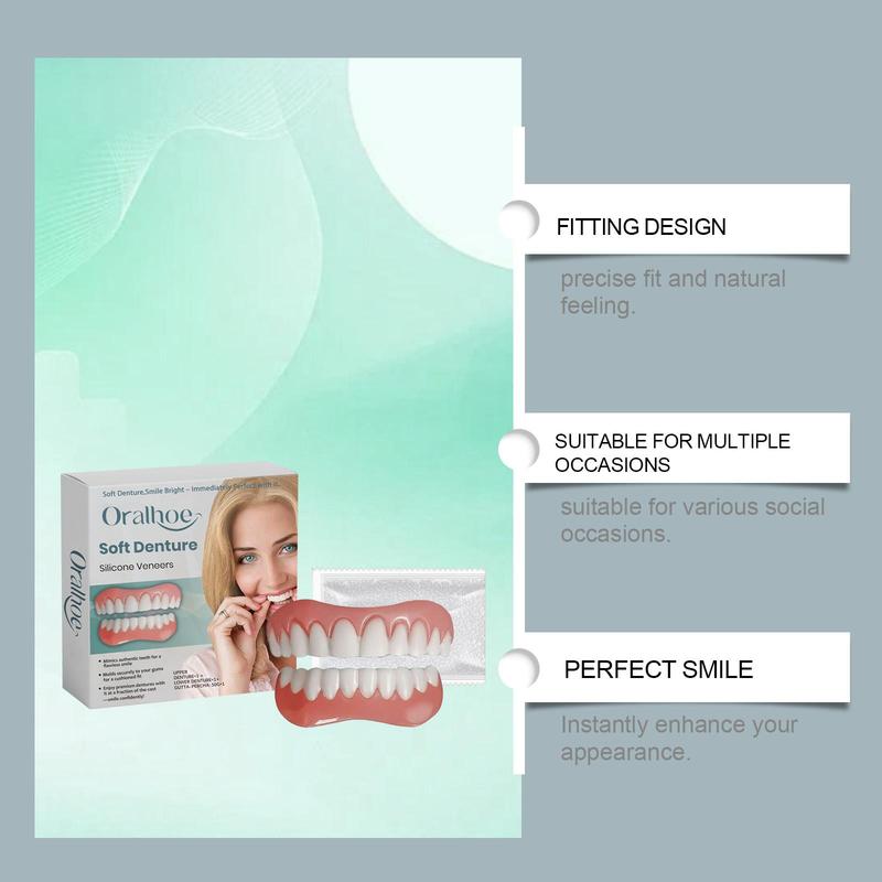 Soft Denture Veneers, 1 Box Denture Care Kit, Fake Teeth Denture Kit, Oral Care Kit for Women & Men, Dental Care Products, Christmas Gift