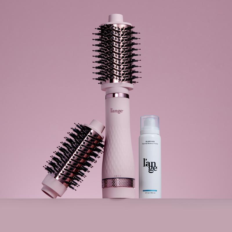 NEW! L’ange It's Giving Body Starter Pack - Multi-Volume Series Blow Dryer Brush, 43mm Interchangeable Brush Attachment, Glass Hair Heat Protectant 5oz