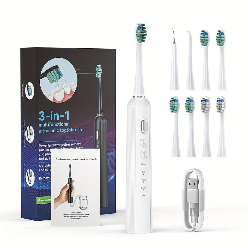 Electric Toothbrush Kit, 3-in-1 Multifunctional Adult Teeth Cleaning Suit, Nylon Bristle, Four Modes, 1000MAh Lithium Battery Rechargeable, Suitable for Travel and Home Use