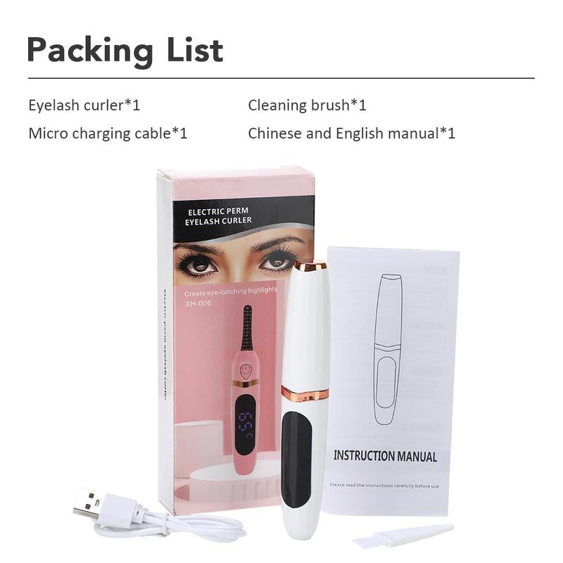 Electric Eyelash Curler, Portable Rechargeable Digital Eyelash Beauty Instrument, Professional Eye Makeup Tool for Women