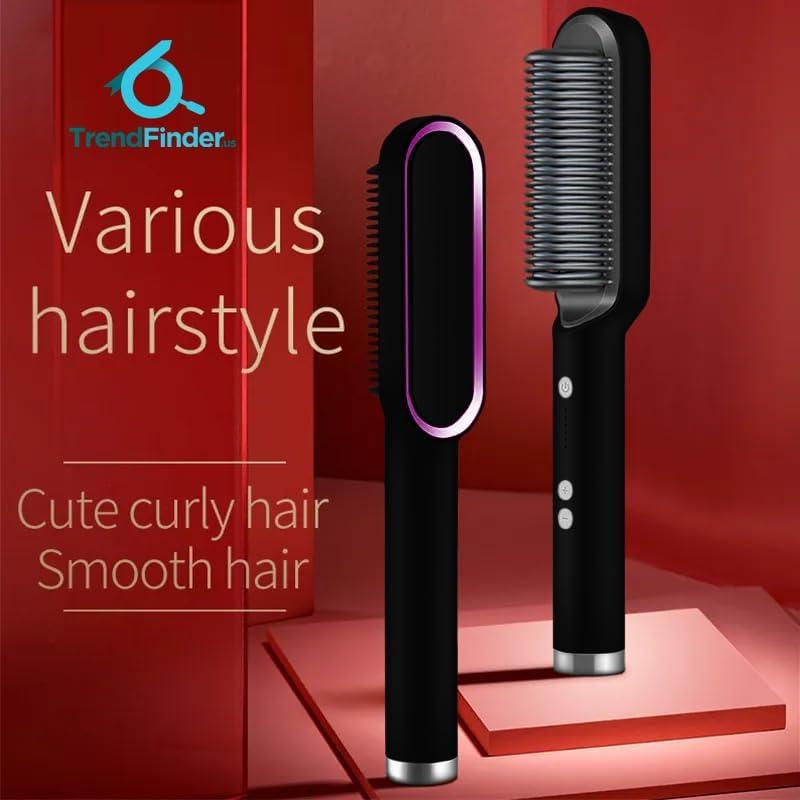 Portable Hair Straightener Brush and Comb, Flat Iron Hair Straightener for Smooth, Sleek Results, Mini Hair Straightener for Travel, Compatible with Chi & Lange, for All Hair Types