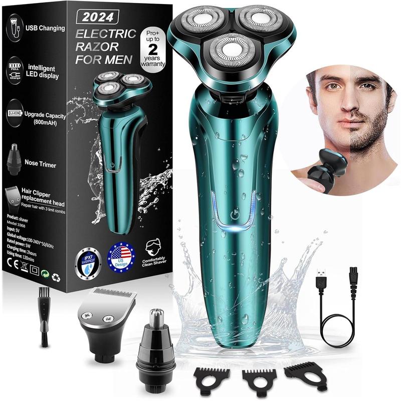 Electric Razor for Men, 2024 Men's Electric Shavers Rotary Replacement  Rechargeable, Electric Shaver for Men Cordless Floating  Replaceable , Portable Travel Razor Idea Men Gift