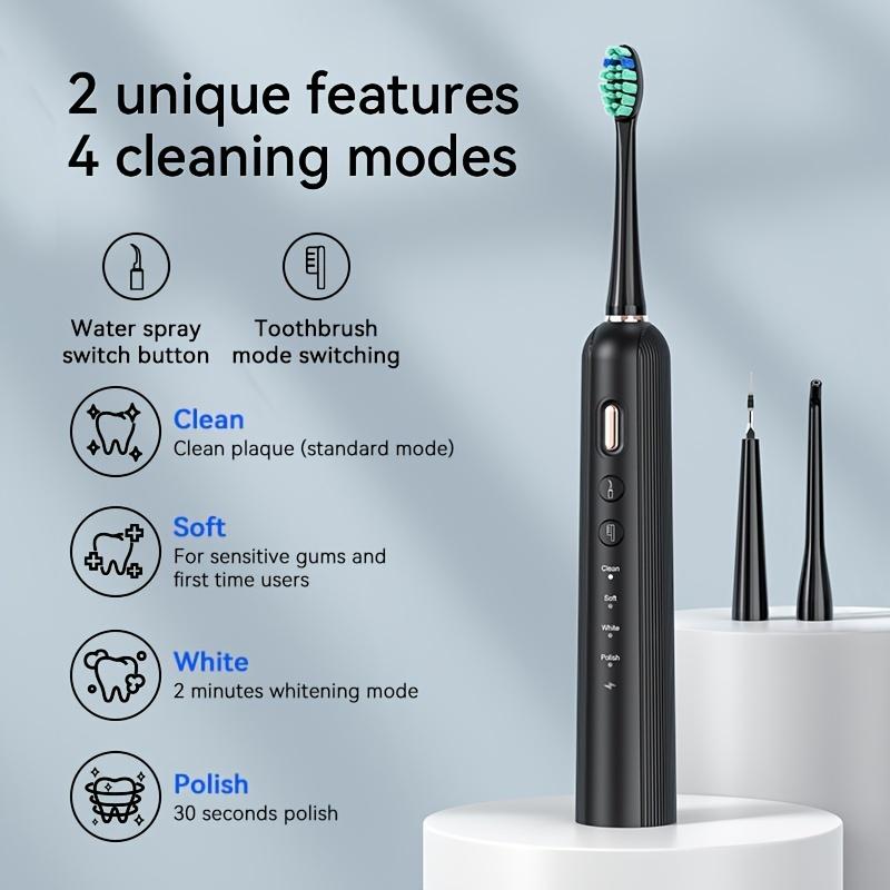 Electric Toothbrush Kit, 3-in-1 Multifunctional Adult Teeth Cleaning Suit, Nylon Bristle, Four Modes, 1000MAh Lithium Battery Rechargeable, Suitable for Travel and Home Use