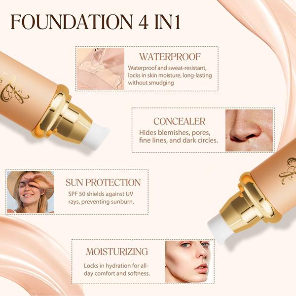 Lanisty  Foundation 4 in 1-Light Spectrum for Flawless Makeup Foundation  Sunscreen Spf50+   Oil Control Moisturizing Hydrating Clear Color