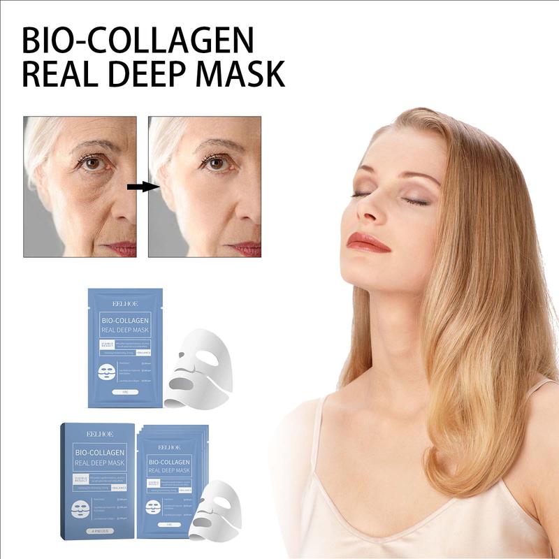 Anti Wrinkle Mask,Pure Collagen Face Mask,Skinqueen Bio Collagen Face Mask,Bio-Collagen Deep Mask,Korean Deep Hydrating and Firming Overnight Hydrogel Mask(4Pcs Box)