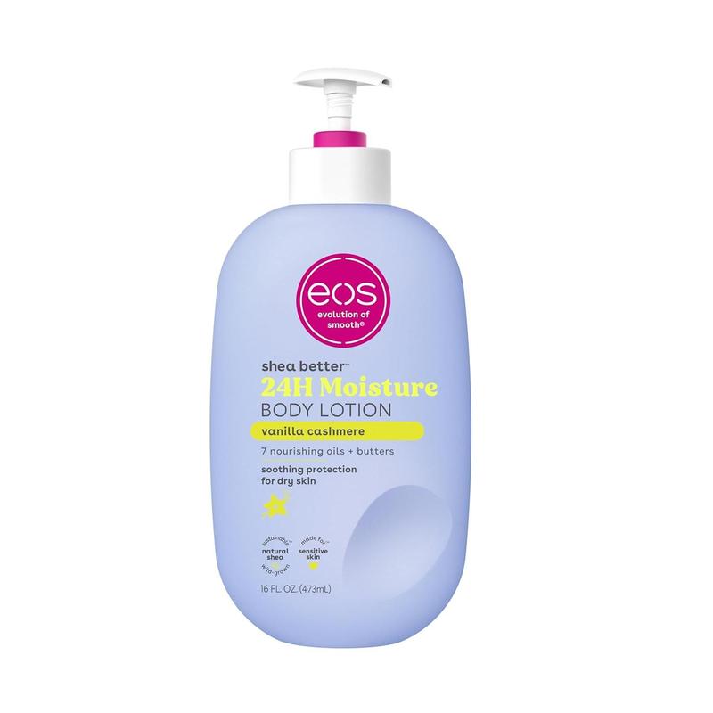 eos Shea Better Body Lotion- Vanilla Cashmere, 24-Hour Moisture Skin Care, Lightweight & Non-Greasy, Made with Natural Shea, Vegan, 16 fl oz