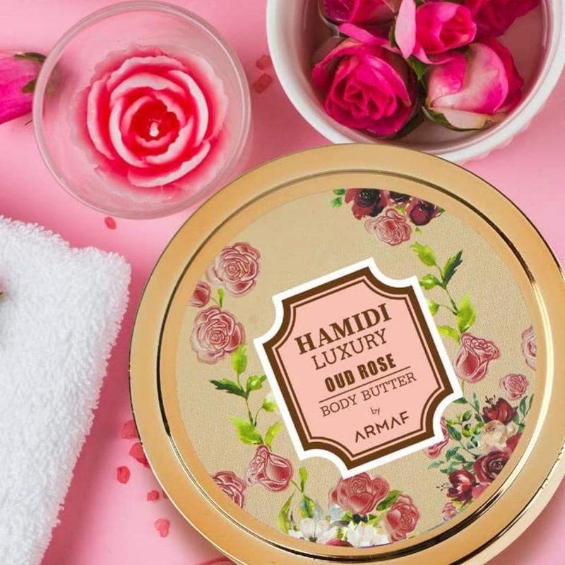 LUXURY OUD ROSE BODY BUTTER 250ML (8.4 OZ) By Hamidi | Ultra Moisturizing & Skin-Nourishing | For Men & Women.