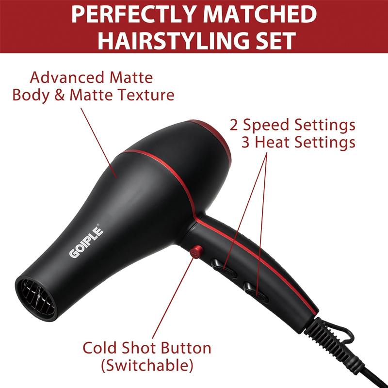 Hair Dryer Kit with Ionic Technology for Women and Men - Lightweight, Low Noise, and Perfect Blow Dry Results Every Time